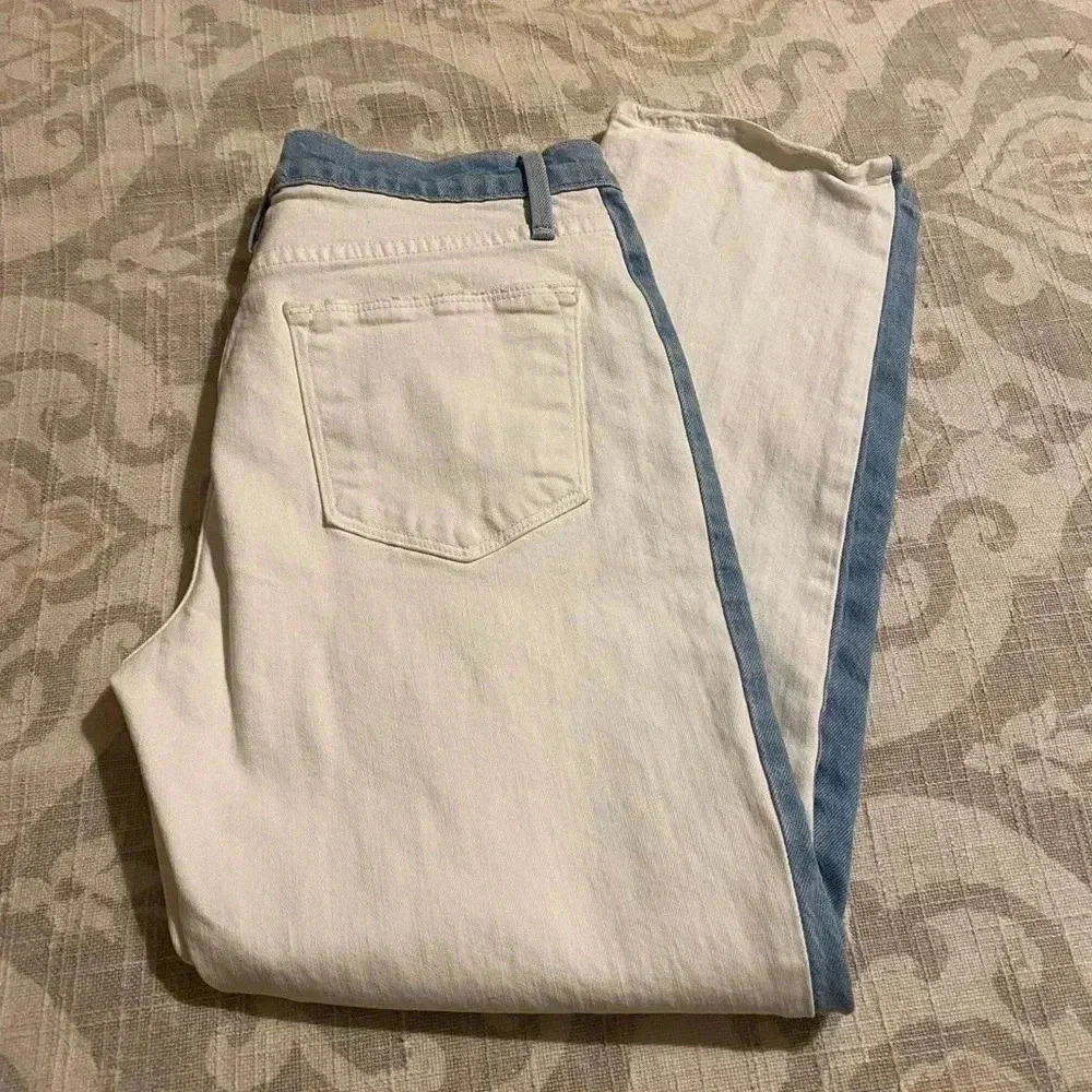 Frame Denim Women's Straight Leg Jeans - White and Blue